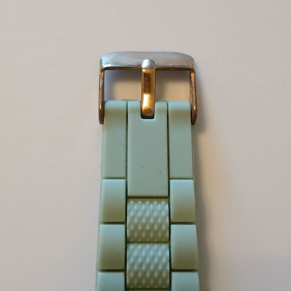 XOXO Women's Rhinestone Accented Rose Gold Watch With Green Silicone Strap - Picture 11 of 14